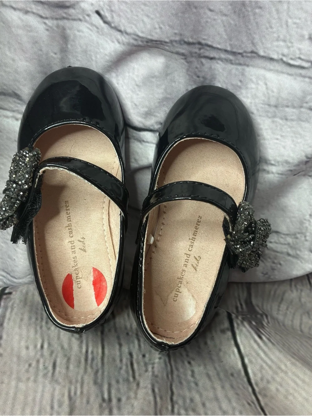 5/$20 Coquette Dark Balletcore Goth Glam Black Patent Mary Janes Glitter Bow 6